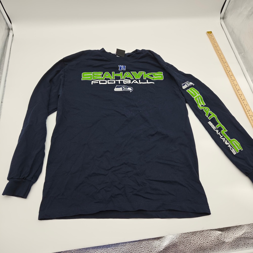 NFL Team Apparel Seattle Seahawks Long Sleeve T-Shirt Navy Blue Mens Large